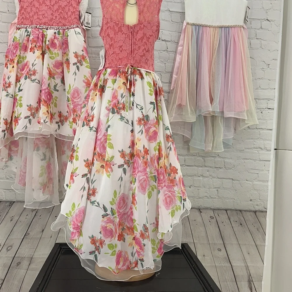 Speechless Girls Chiffon and lace coral dress in size 14‎